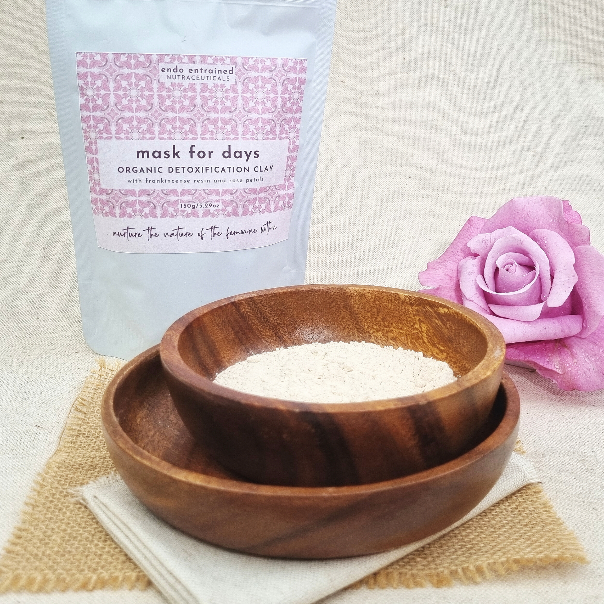 'Mask for Days' Organic Detoxification Clay with frankincense resin and rose petals